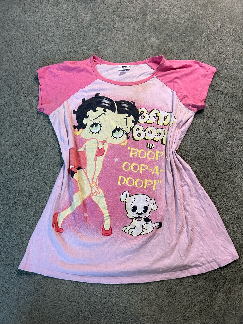 Vintage Betty Boop Women’s T Shirt Top Size XL AOP All Over Print Y2K Pink